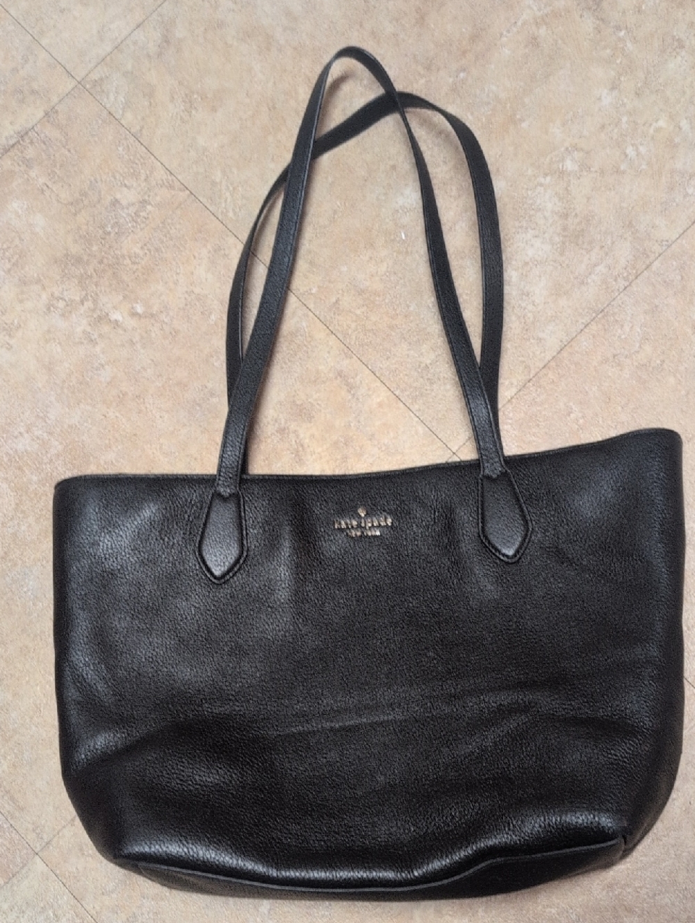 kate spade Black Leather Tote with Slim Shoulder Straps